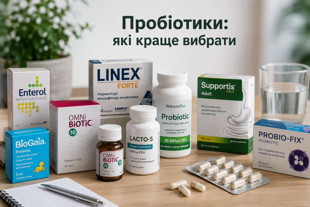 Ліки пробіотики на столі різних видів
